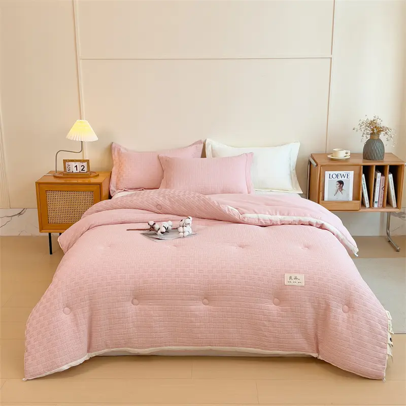 Knitted Waffle Soybean Quilts Blue Comforter Warm Quilt Core For Winter Autumn Spring  Full Double Home Textile Drop Shipping