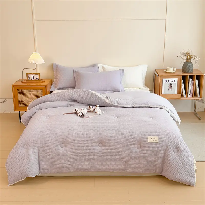 Knitted Waffle Soybean Quilts Blue Comforter Warm Quilt Core For Winter Autumn Spring  Full Double Home Textile Drop Shipping