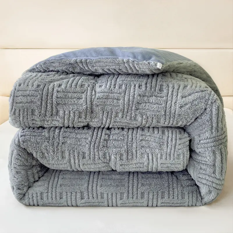 Warmth Fleece Velvet Comforter,AB Side Thickened Quilt Blankets,Cozy Plush King Queen Home Bedding For Winter,Autumn, 150x200cm