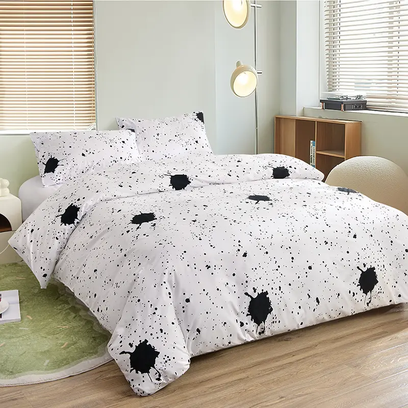 1Pc Duvet Cover Adult Double Comforter Quilt Bag For Couple or Single Bed EU AU FR USA Size Black White Floral Star Printing