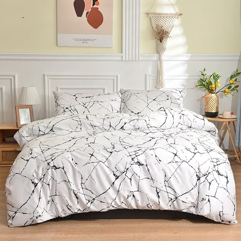 1Pc Duvet Cover Adult Double Comforter Quilt Bag For Couple or Single Bed EU AU FR USA Size Black White Floral Star Printing