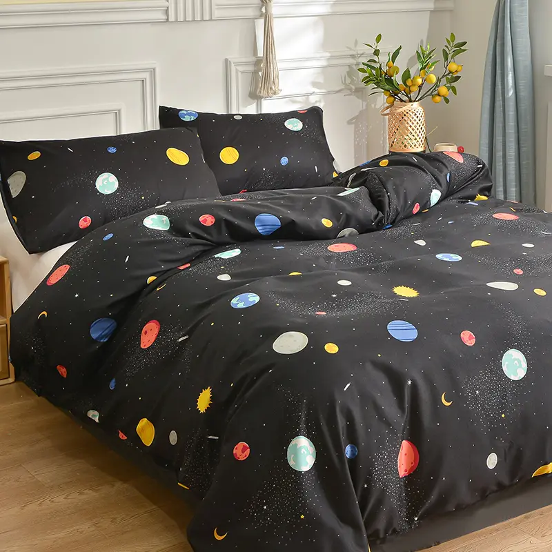 1Pc Duvet Cover Adult Double Comforter Quilt Bag For Couple or Single Bed EU AU FR USA Size Black White Floral Star Printing