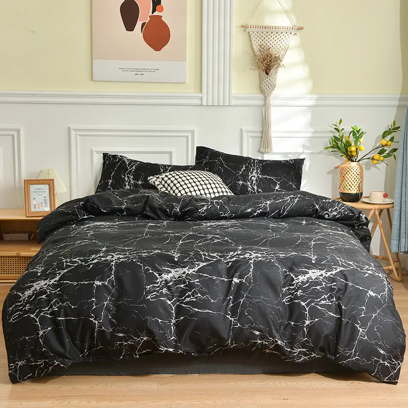 1Pc Duvet Cover Adult Double Comforter Quilt Bag For Couple or Single Bed EU AU FR USA Size Black White Floral Star Printing