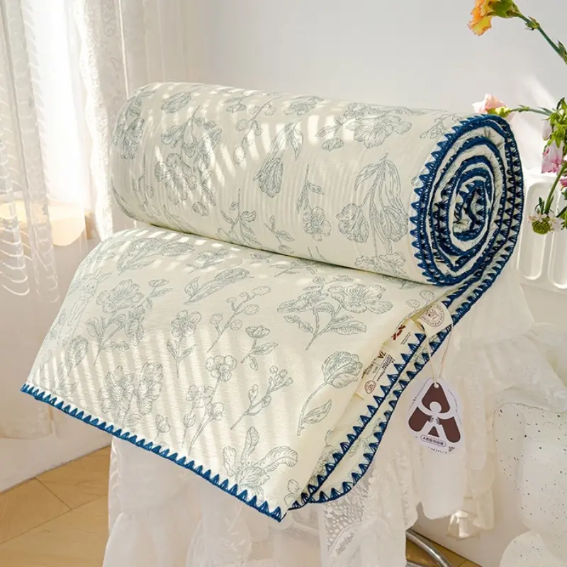 Floral Soybean Summer Quilt,Soft Cloud Knitted Cotton Air Condition Comforter,Dot Flower Animal Bed Cover 150*200 Drop Shipping