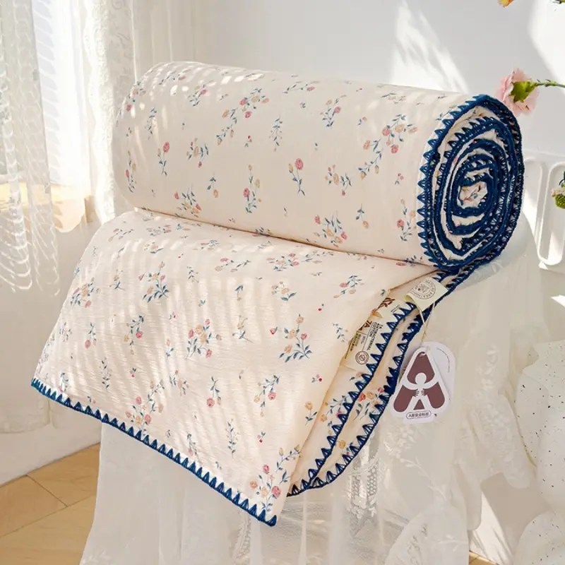 Floral Soybean Summer Quilt,Soft Cloud Knitted Cotton Air Condition Comforter,Dot Flower Animal Bed Cover 150*200 Drop Shipping