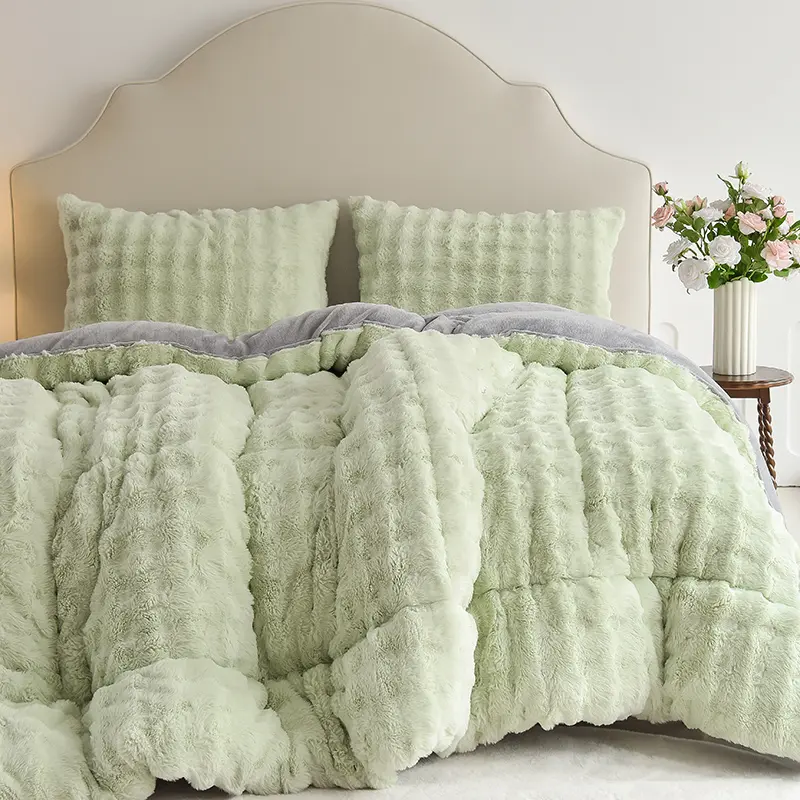 Warmth Winter AB Side Comforter Imitation Rabbit Velevt Flannel Duvet Quilt Fleece Thicken Edredón Home Bedding 150*200 Queen
