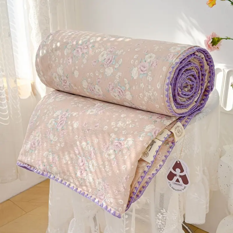 Floral Soybean Summer Quilt,Soft Cloud Knitted Cotton Air Condition Comforter,Dot Flower Animal Bed Cover 150*200 Drop Shipping