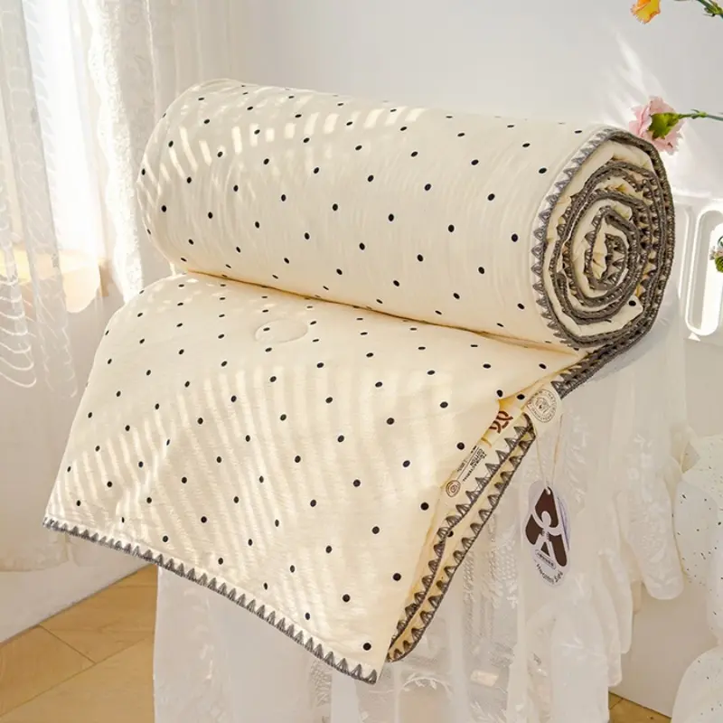 Floral Soybean Summer Quilt,Soft Cloud Knitted Cotton Air Condition Comforter,Dot Flower Animal Bed Cover 150*200 Drop Shipping