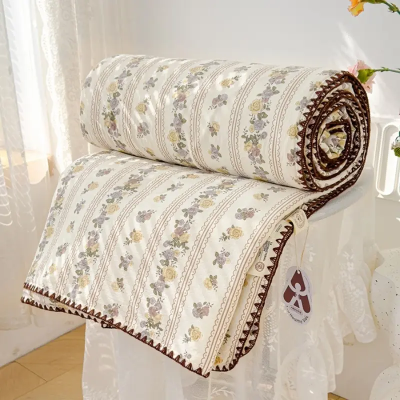 Floral Soybean Summer Quilt,Soft Cloud Knitted Cotton Air Condition Comforter,Dot Flower Animal Bed Cover 150*200 Drop Shipping