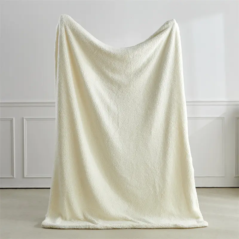Autumn Winter Lamb Wool Blanket,Double Sided,Soft Fluffy Thickened Bed Blanket,Solid Beige Warm Sofa Cover 150*200 Drop Shipping