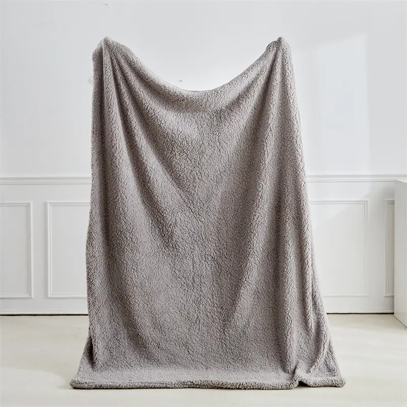 Autumn Winter Lamb Wool Blanket,Double Sided,Soft Fluffy Thickened Bed Blanket,Solid Beige Warm Sofa Cover 150*200 Drop Shipping