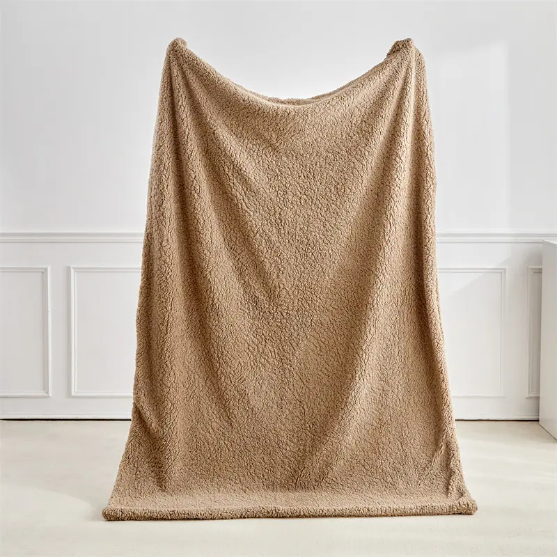 Autumn Winter Lamb Wool Blanket,Double Sided,Soft Fluffy Thickened Bed Blanket,Solid Beige Warm Sofa Cover 150*200 Drop Shipping