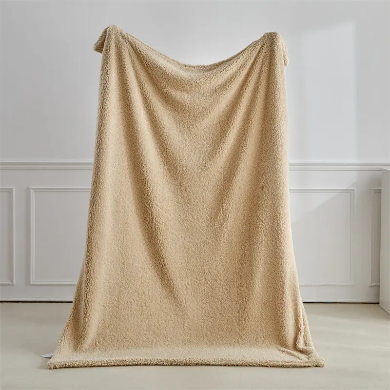 Autumn Winter Lamb Wool Blanket,Double Sided,Soft Fluffy Thickened Bed Blanket,Solid Beige Warm Sofa Cover 150*200 Drop Shipping