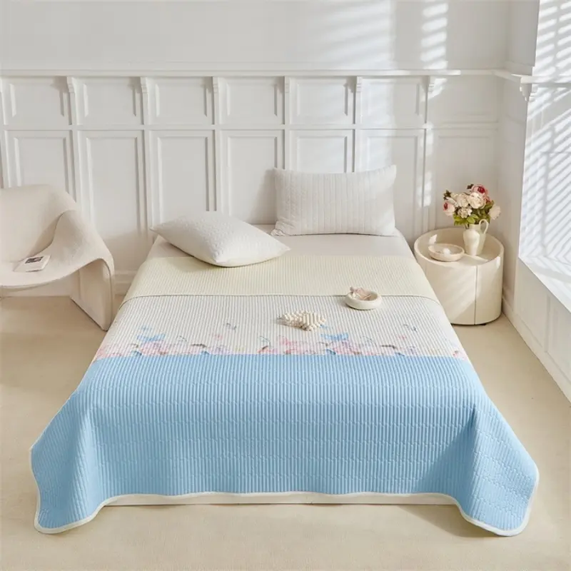 King Quilted Summer Quilt,Butterfly Flower Bedspread,Soft Microfiber Bed Cover Patchwork Mattress Topper Bed Sheets  narzuta