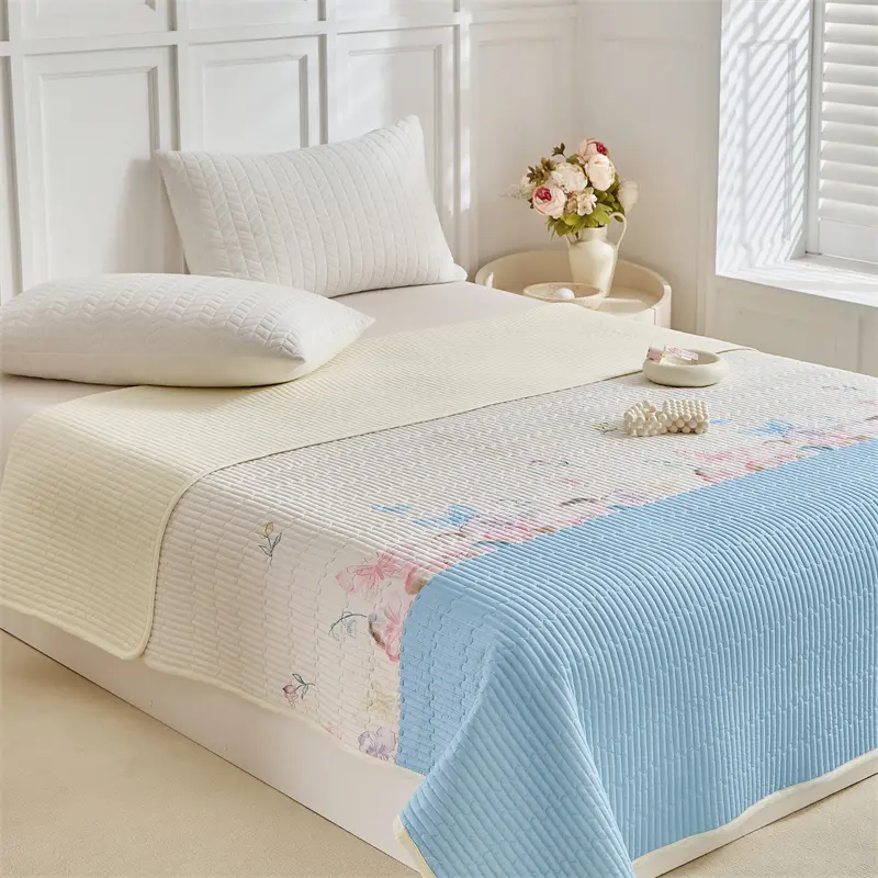 King Quilted Summer Quilt,Butterfly Flower Bedspread,Soft Microfiber Bed Cover Patchwork Mattress Topper Bed Sheets  narzuta
