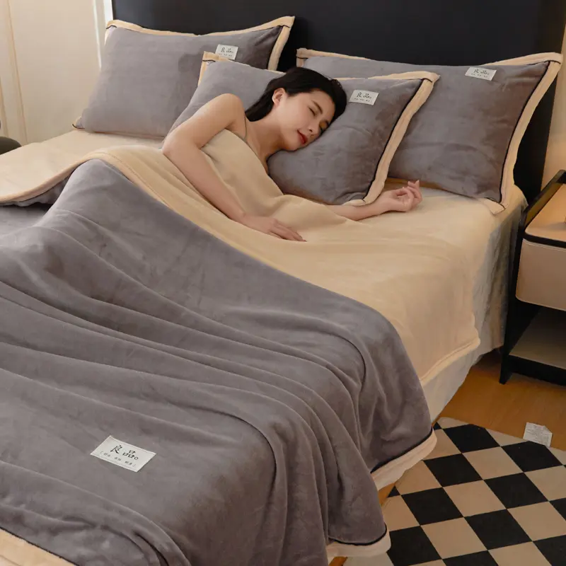 1pc Modern Duvet Cover Milk Velvet Solid AB Side Single Quilt Cover Thickened Warm Cozy Bedding for Fall Winter 180x220 Queen