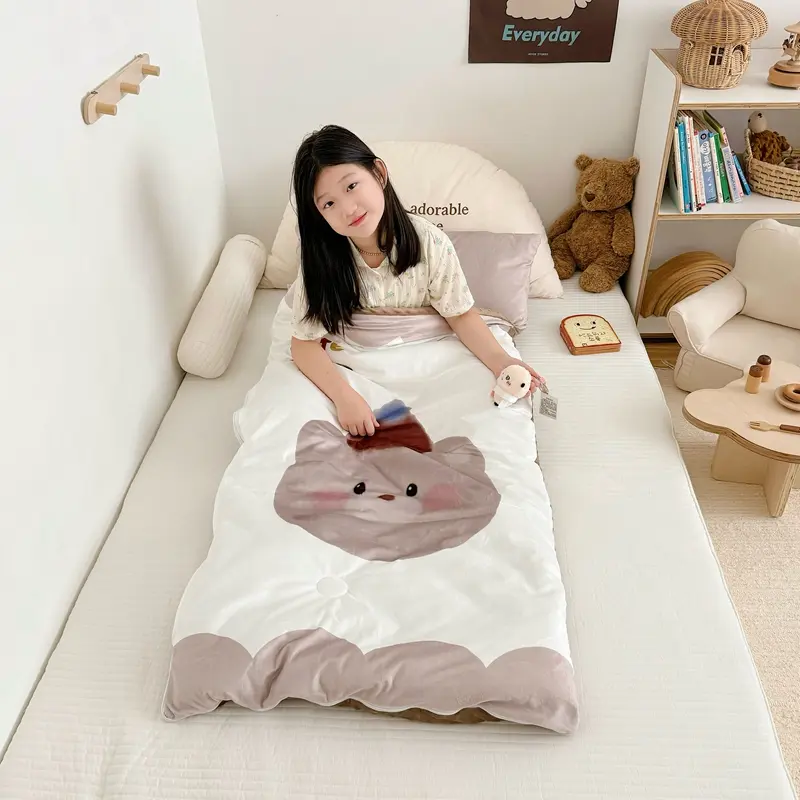 Winter Flannel Fleece Sleeping Bag Cartoon Panda Warm Velvet 75*150cm Mothercare Kids Body Cover Boy Girl Gift Home Textile