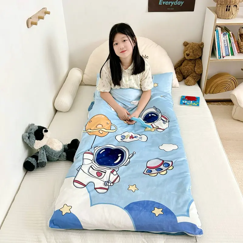 Winter Flannel Fleece Sleeping Bag Cartoon Panda Warm Velvet 75*150cm Mothercare Kids Body Cover Boy Girl Gift Home Textile
