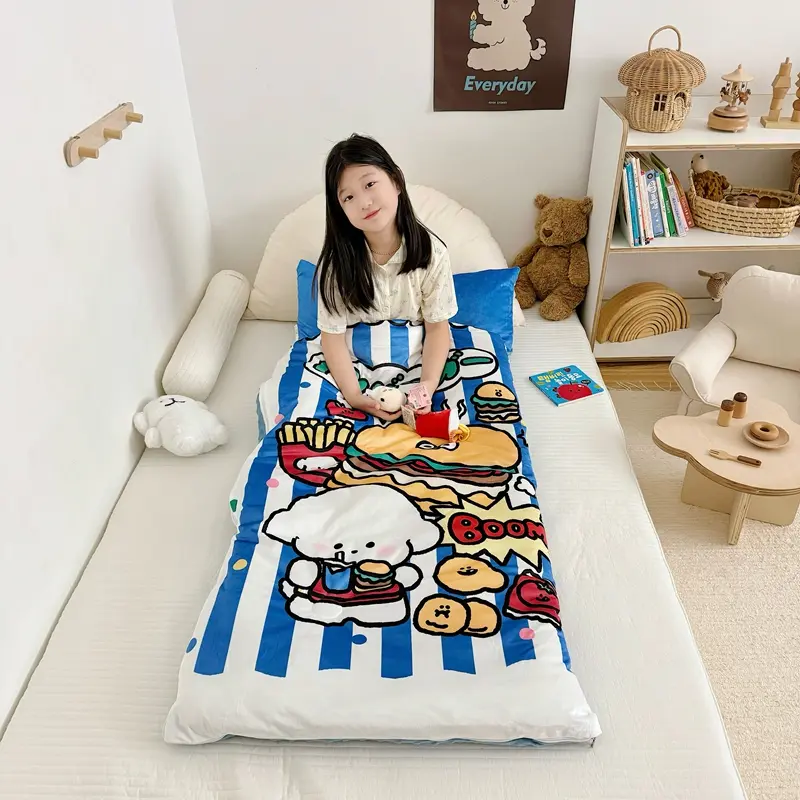 Winter Flannel Fleece Sleeping Bag Cartoon Panda Warm Velvet 75*150cm Mothercare Kids Body Cover Boy Girl Gift Home Textile