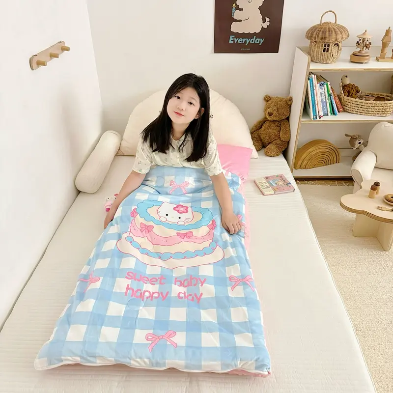Winter Flannel Fleece Sleeping Bag Cartoon Panda Warm Velvet 75*150cm Mothercare Kids Body Cover Boy Girl Gift Home Textile