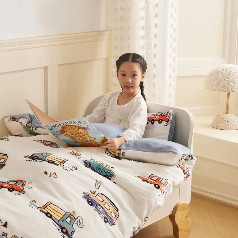 Flannel Duvet Cover with Pillowcase, Cartoon Fruit Animal Print,AB Side Comforte Cover for Girls and Boy,Home Bedding, 2Pcs Set