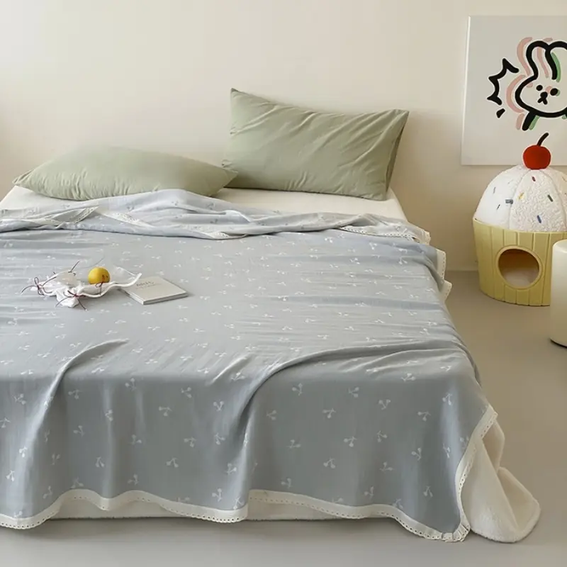 Cooling Lyocell+Cotton Blending Blanket Lace Side Bedspread Office Adult Kids  Summer Quilt Home Bedding Drop Shipping 150*200