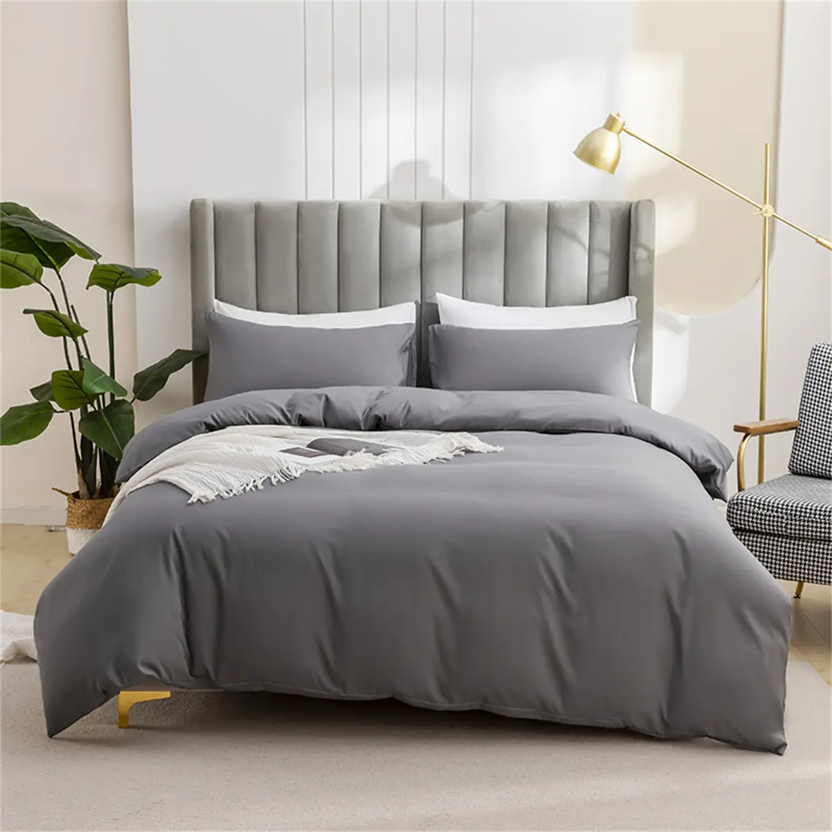 2/3p Solid Duvet Cover Set,Brush Polyester Quilt Cover Pillowcase,Home Hotel Bedding USA twin Queen King 203*229cm Drop Shipping