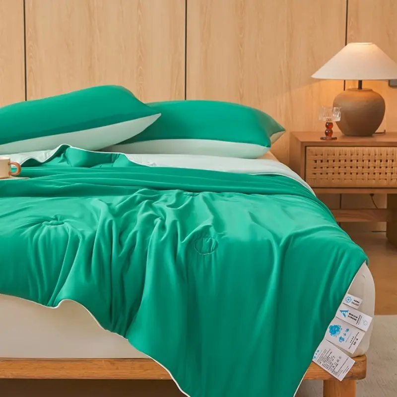 1pc Cooling Summer Quilt,Air Condition Comforter Simple Green Blanket For Home Office Adult Kid Bed Cover Japanese Drop Shipping