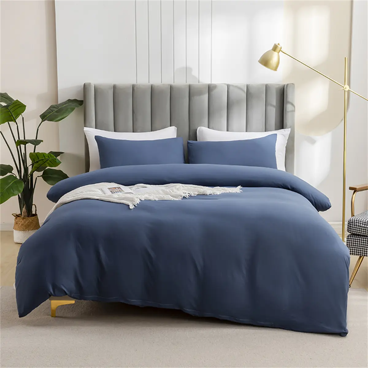 2/3p Solid Duvet Cover Set,Brush Polyester Quilt Cover Pillowcase,Home Hotel Bedding USA twin Queen King 203*229cm Drop Shipping