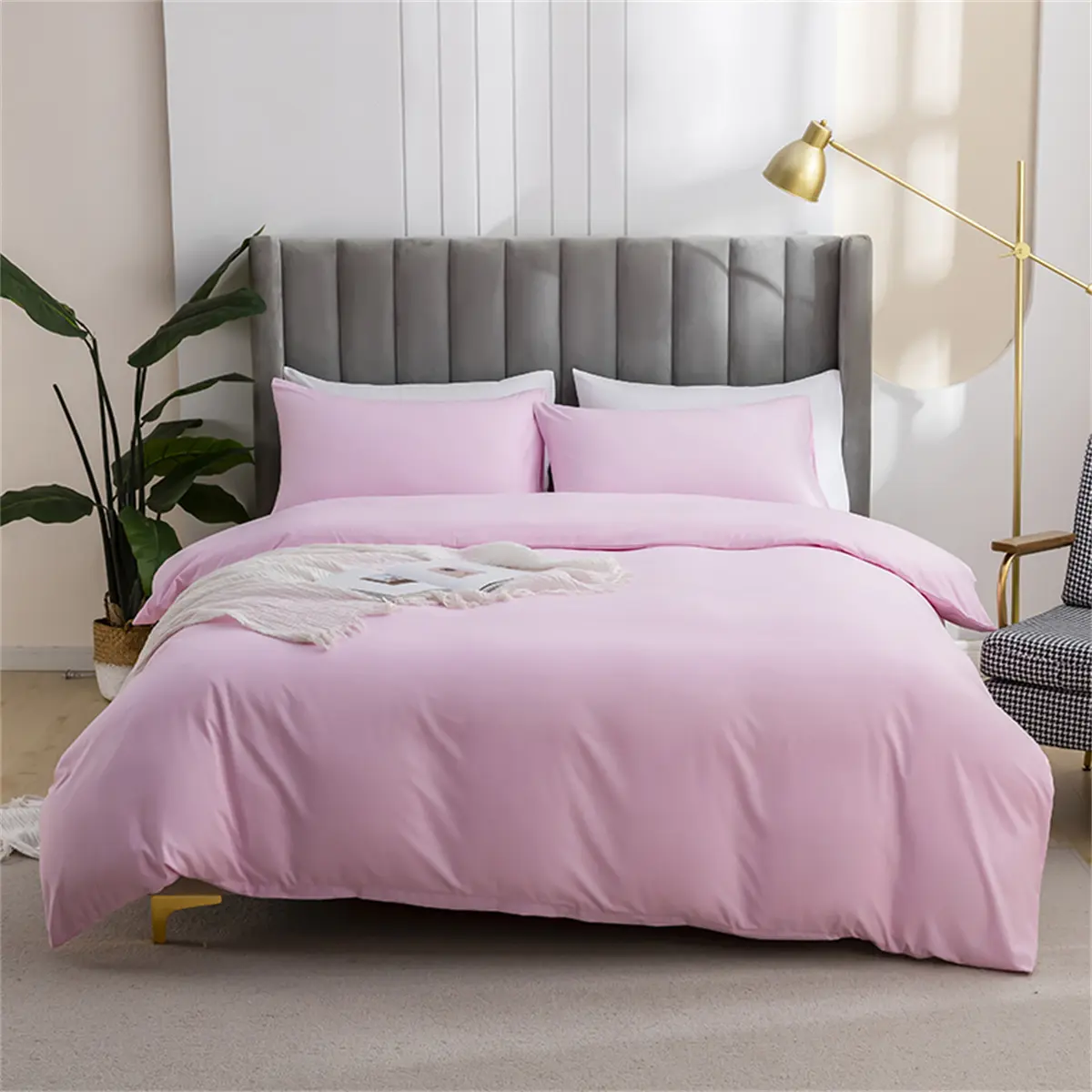 2/3p Solid Duvet Cover Set,Brush Polyester Quilt Cover Pillowcase,Home Hotel Bedding USA twin Queen King 203*229cm Drop Shipping