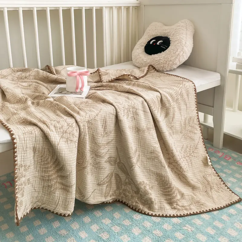 Pure Cotton Throw Blanket for Baby Adult, Summer Quilt,Plant Floral Print Bed Cover Home Outdoor Bedding Drop Shipping 120*200cm