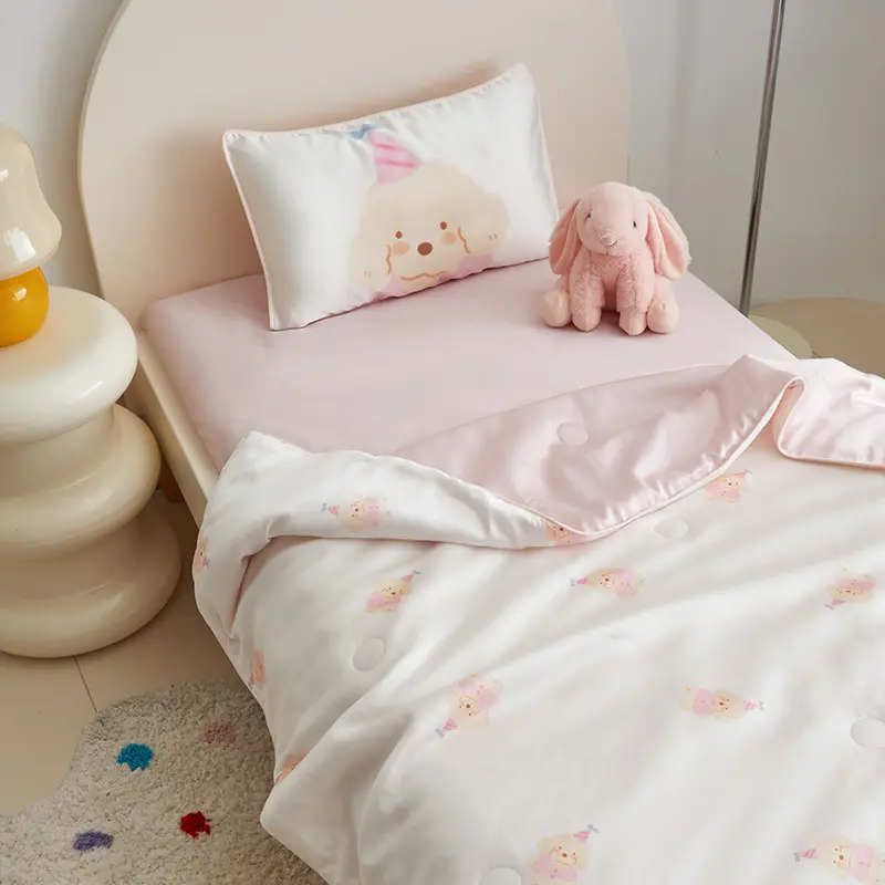 Summer Quilt 100% Tencel Premium Bedding Throws for Kids Cartoon Blue Snowman Patchwork Quilt Eucalypt Lyocell Fiber