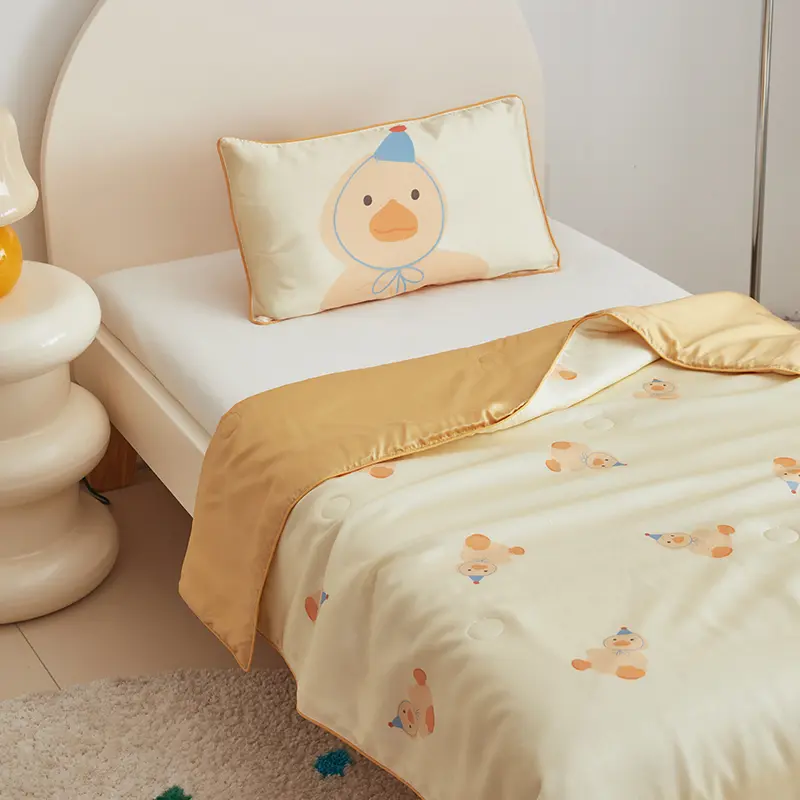 Summer Quilt 100% Tencel Premium Bedding Throws for Kids Cartoon Blue Snowman Patchwork Quilt Eucalypt Lyocell Fiber