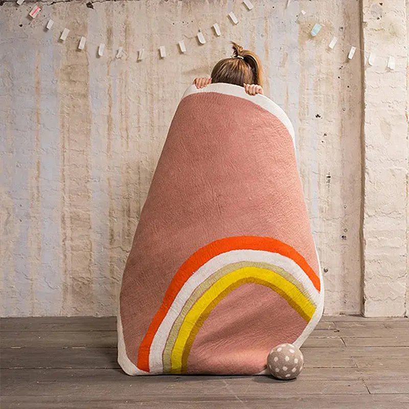 Nordic Kids Play Mat Lion Panda Bear Wholesale Baby Child Climbing Carpet Children's Home Living Room Bedroom Decor Round Rug