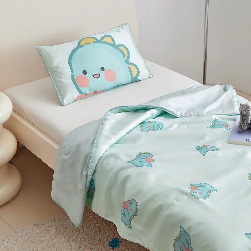 Summer Quilt 100% Tencel Premium Bedding Throws for Kids Cartoon Blue Snowman Patchwork Quilt Eucalypt Lyocell Fiber
