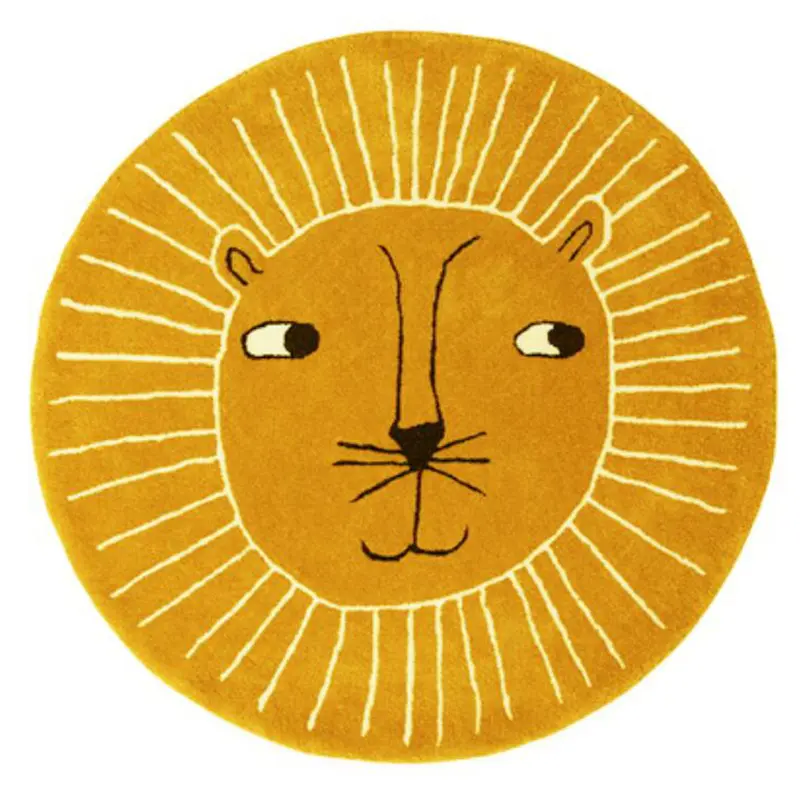Nordic Kids Play Mat Lion Panda Bear Wholesale Baby Child Climbing Carpet Children's Home Living Room Bedroom Decor Round Rug