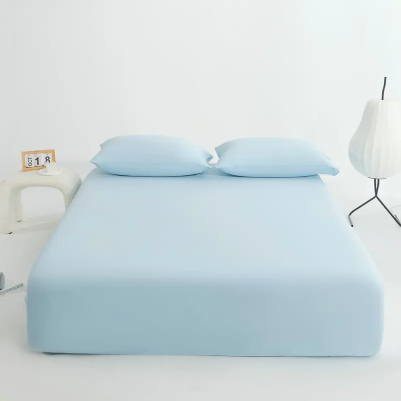 1pc Summer Cooling Fiber Fitted Sheet,Mattress Cover,360 Elastic Bed Sheet,Solid Bed Linens For Single Double Bed drop shipping