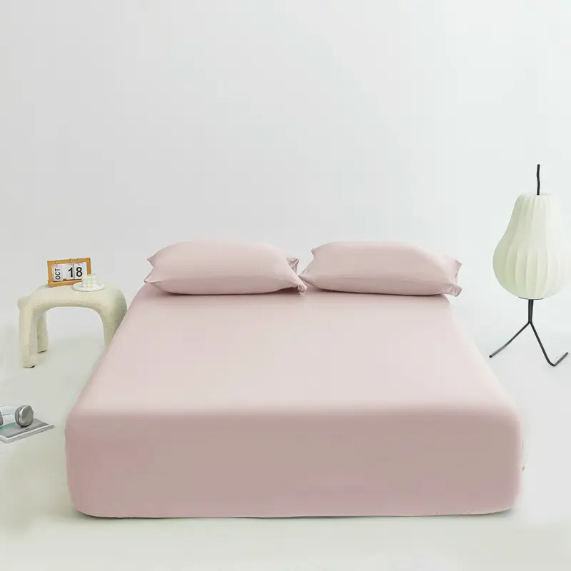 1pc Summer Cooling Fiber Fitted Sheet,Mattress Cover,360 Elastic Bed Sheet,Solid Bed Linens For Single Double Bed drop shipping