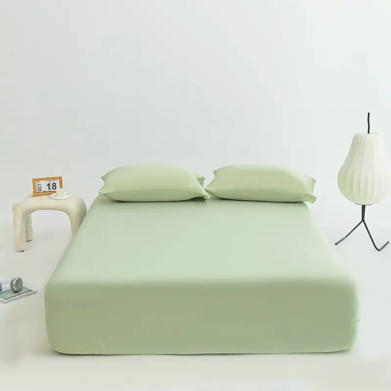 1pc Summer Cooling Fiber Fitted Sheet,Mattress Cover,360 Elastic Bed Sheet,Solid Bed Linens For Single Double Bed drop shipping