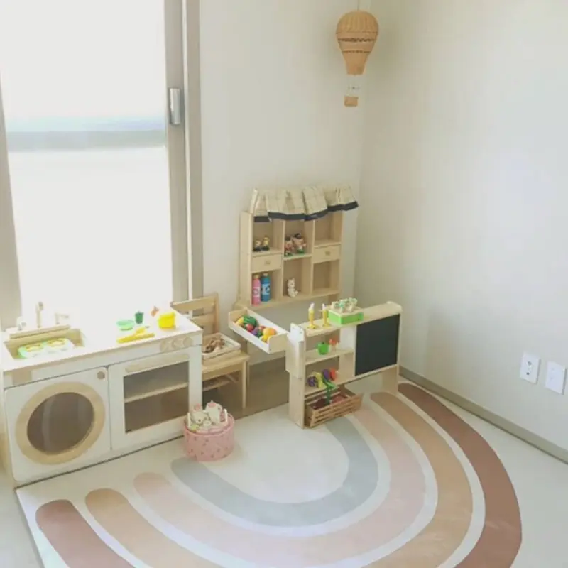 INS Rainbow Room Floor Mat Baby Play Mat Nordic Children Velvet Crawling Carpet Kids Boy Girl Bed Side Decor Mats Drop Shipping