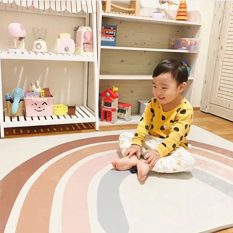 INS Rainbow Room Floor Mat Baby Play Mat Nordic Children Velvet Crawling Carpet Kids Boy Girl Bed Side Decor Mats Drop Shipping