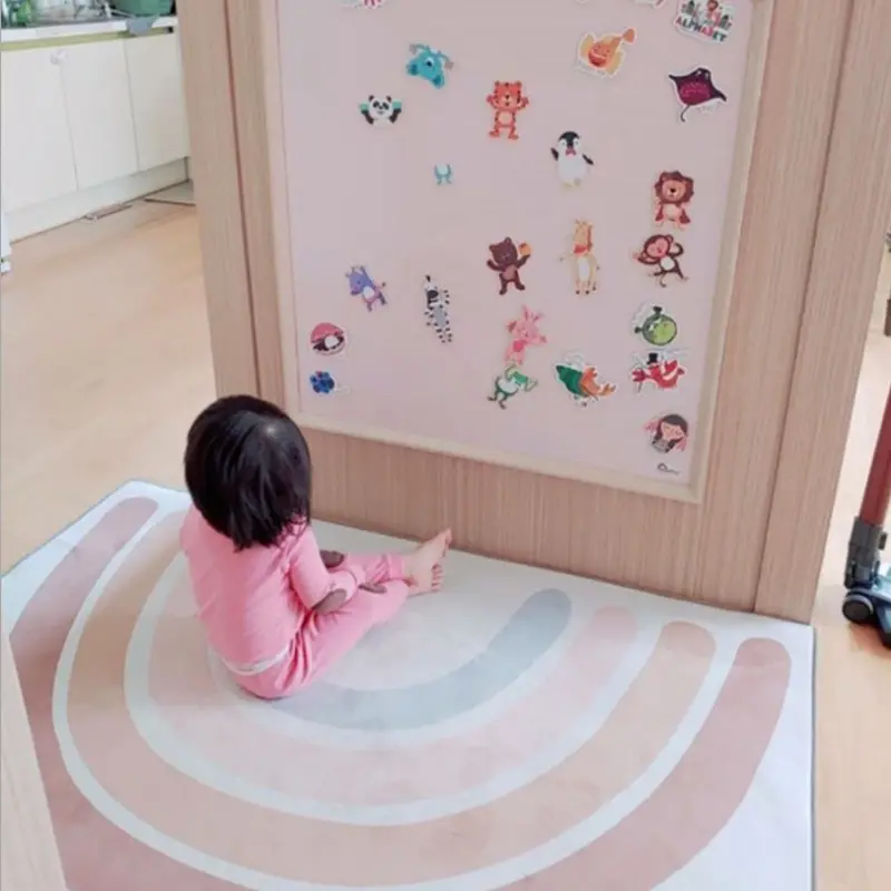 INS Rainbow Room Floor Mat Baby Play Mat Nordic Children Velvet Crawling Carpet Kids Boy Girl Bed Side Decor Mats Drop Shipping
