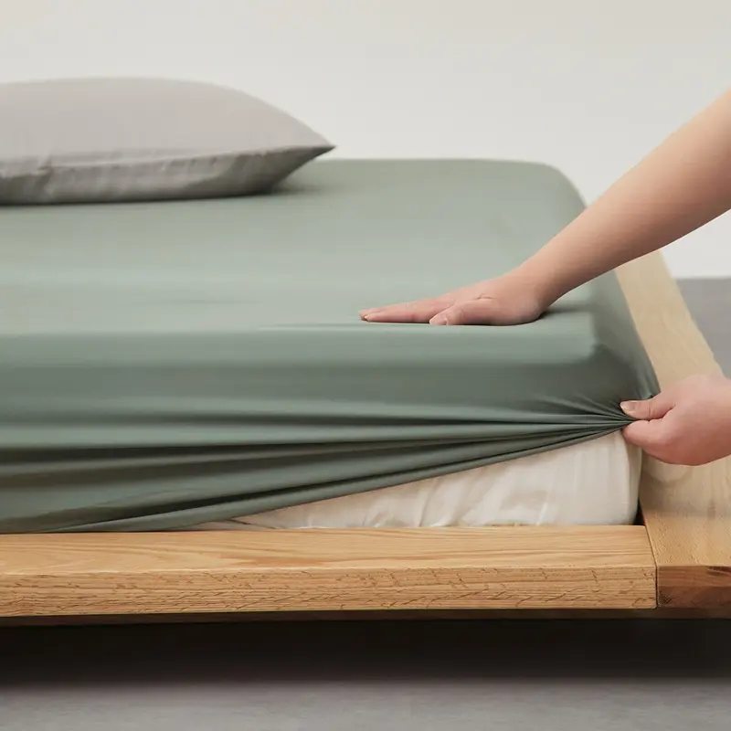 3pcs Eucalyptus Lyocell Fiber  Fitted Sheet Set,Silky Mattress Cover+Pillowcase Plain White Blue Home Bed Linens Drop Shipping