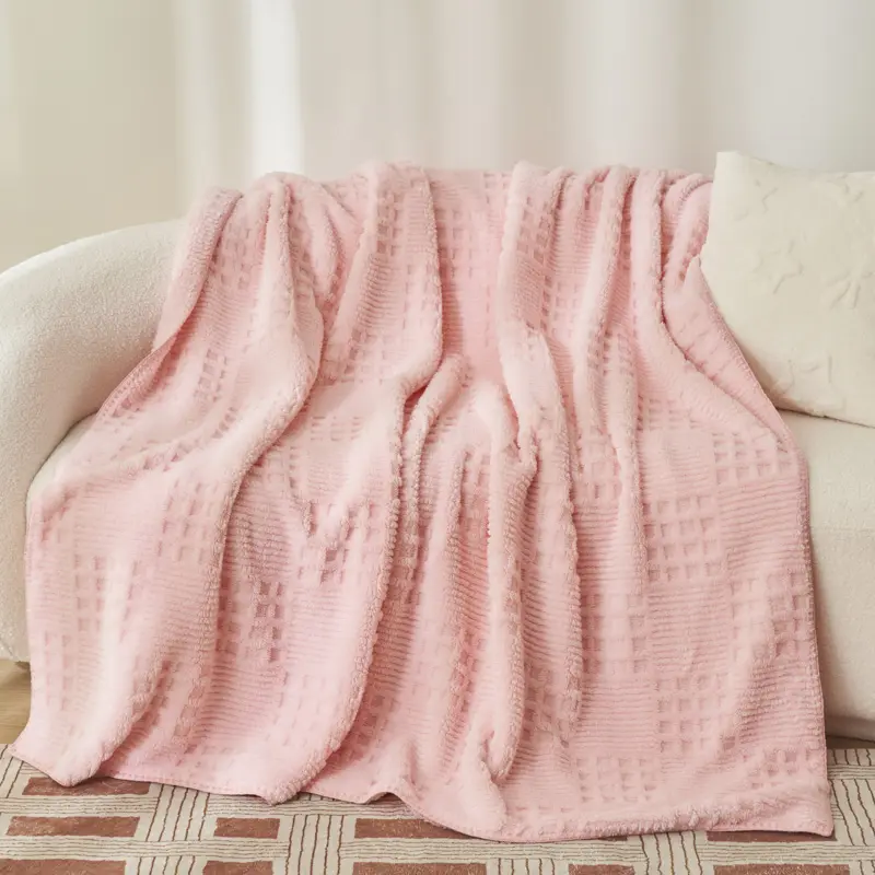 Jacquard Waffle Grid Fleece Velvet Blanket Winter Autumn Soft Flannel Sofa Cover плед для кровати Summer Quilt Drop Shipping