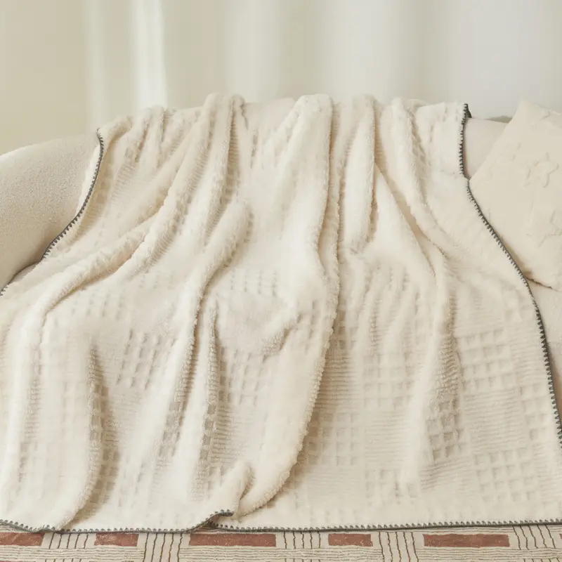 Jacquard Waffle Grid Fleece Velvet Blanket Winter Autumn Soft Flannel Sofa Cover плед для кровати Summer Quilt Drop Shipping