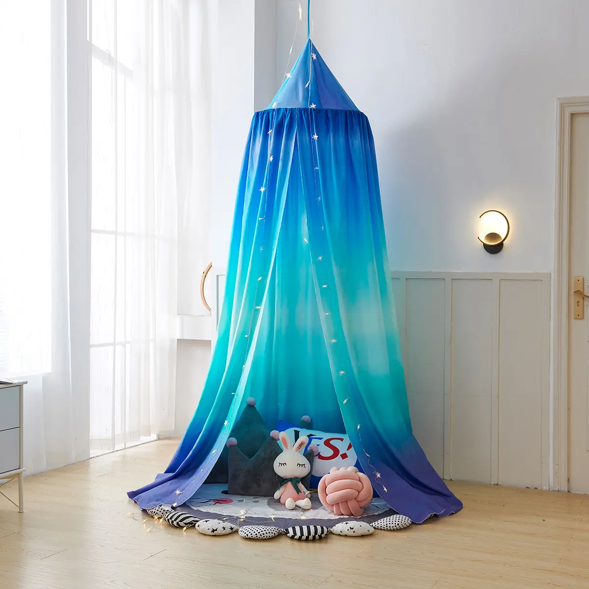 Children's Dome Crib Curtain Play Tent Indoor Bed Room Decor Infant Head Blackout Mosquito Net Suspended Ceiling Baby Bed Canopy