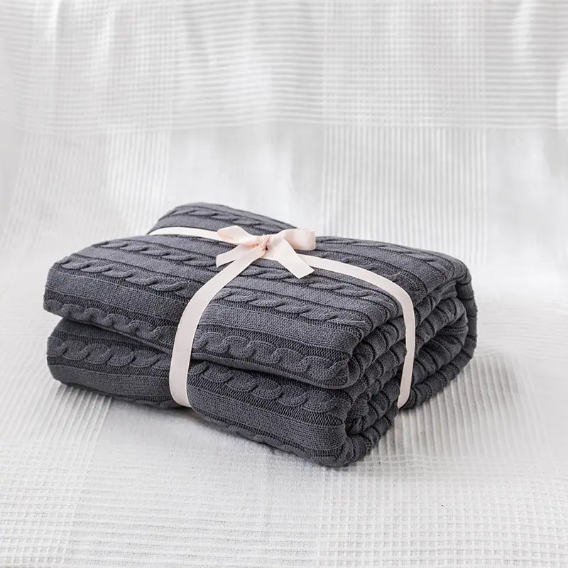 Pure Cotton Knitted Throw Blanket for Bed,Soft&Cozy Sofa Blanket Solid Knit Throws Home Decor Blanket Drop Shipping 180*200cm