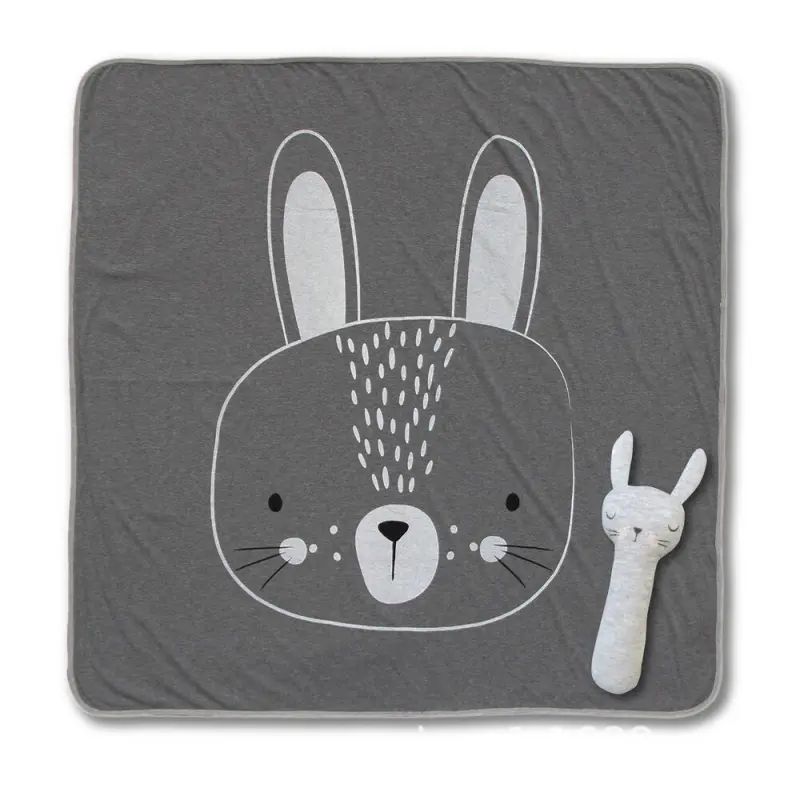Home AB Side Blanket For Kids Child,Summer Quilt,Soft Baby Wrap Swaddle Grey,Cute Giraffe Lion Rabbit Pattern,100*100cm Boy Gift