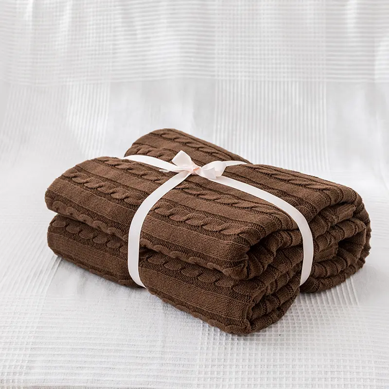 Pure Cotton Knitted Throw Blanket for Bed,Soft&Cozy Sofa Blanket Solid Knit Throws Home Decor Blanket Drop Shipping 180*200cm