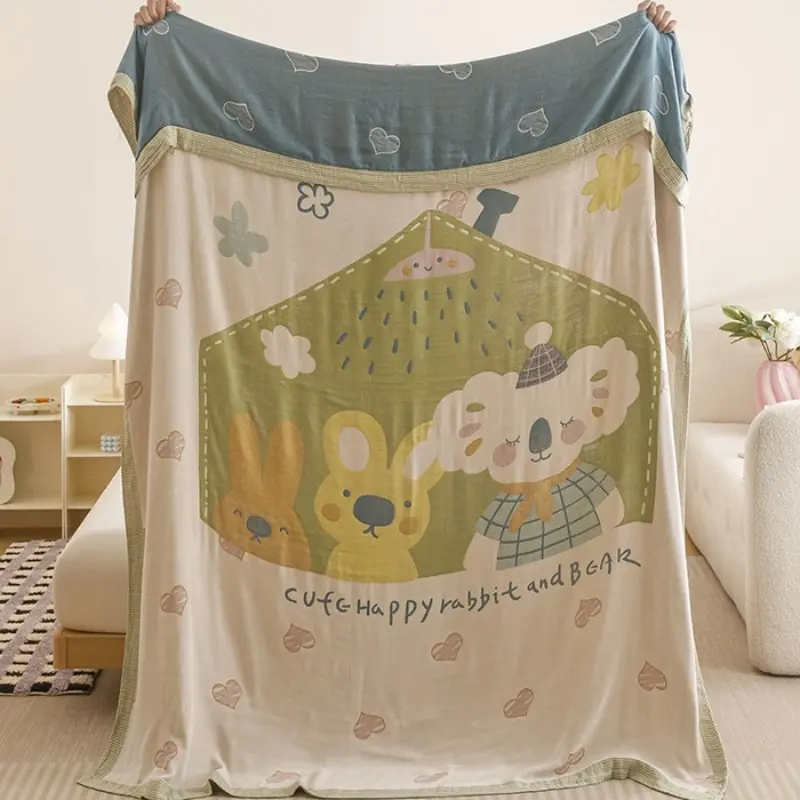 Cute Cartoom Blanket for kids Adult,Lyocell Bamboo fiber,Breathable Soft Throw Blanket,Cool Summer Quilt Home Bed Linens Gift